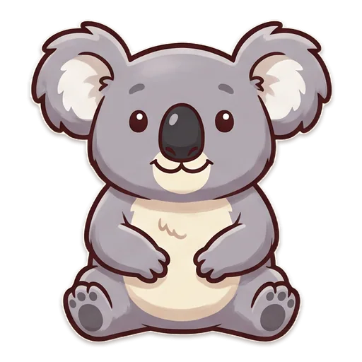 A grey koala with big fluffy ears and a round black nose.