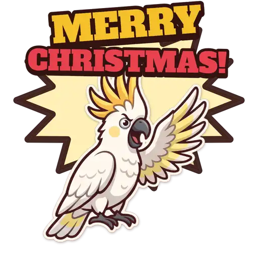Animated GIF: Cockatoo screaming merry christmas
