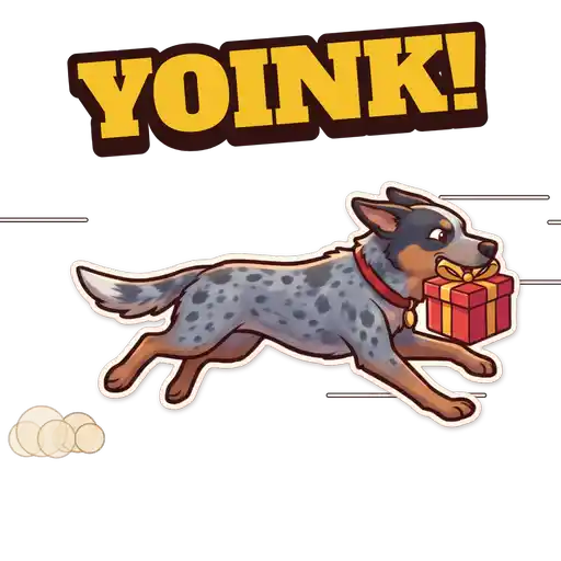 Animated GIF: Digger running off with present
