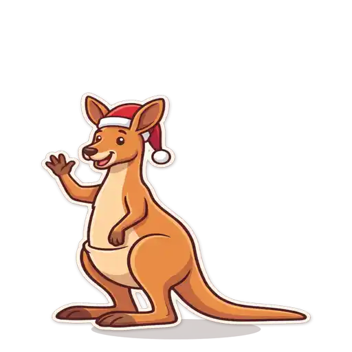Animated GIF: Kangaroo santa hat g'day