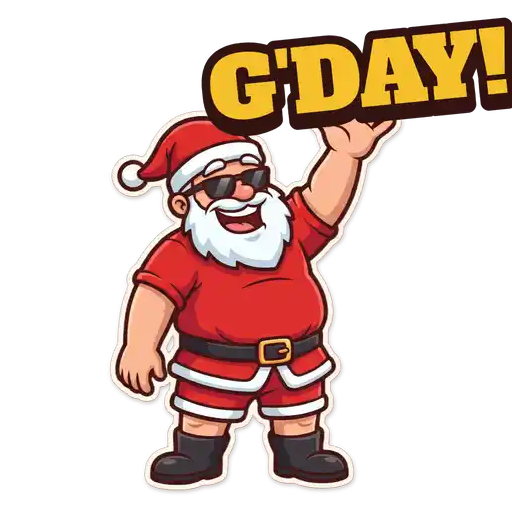 Animated GIF: Santa waving g'day