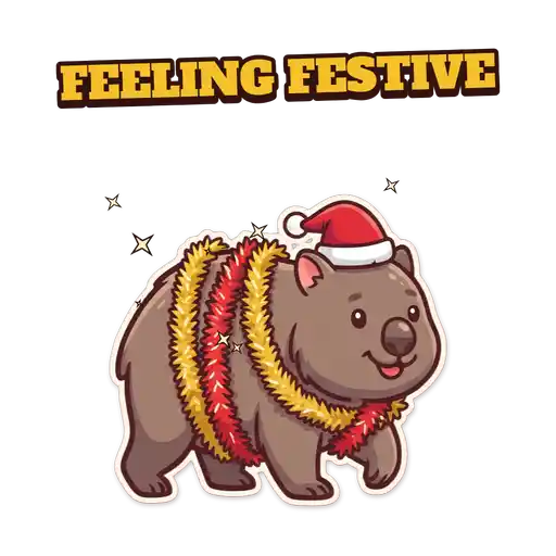 Animated GIF: Wombat in tinsel