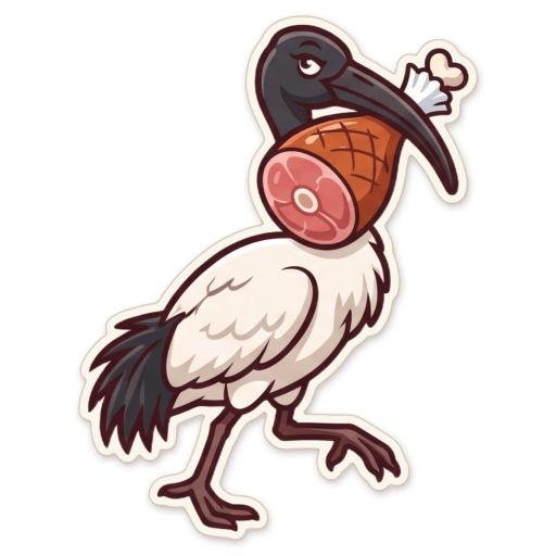 Sticker: Bin chicken stealing ham
