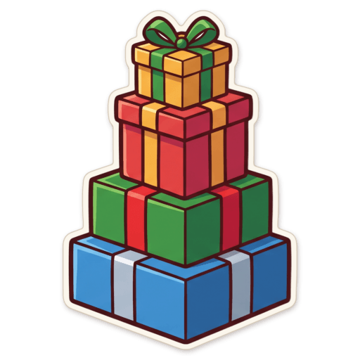 Sticker: Christmas presents stack
