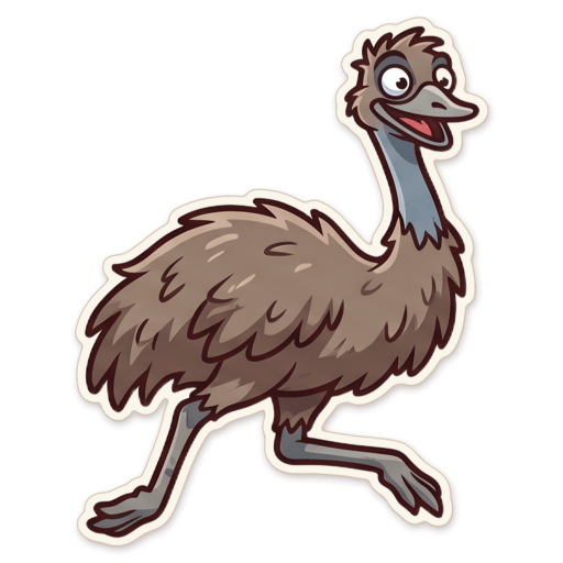 Sticker: Emu photobomb