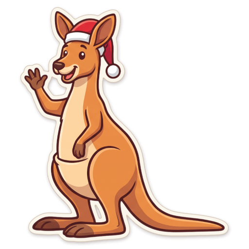 Sticker: Kangaroo santa hat