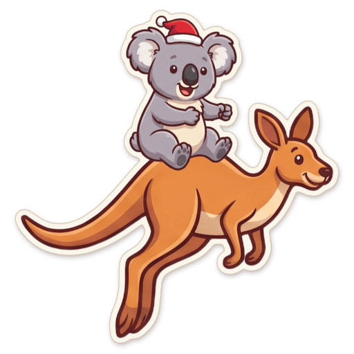 Sticker: Koala riding kangaroo
