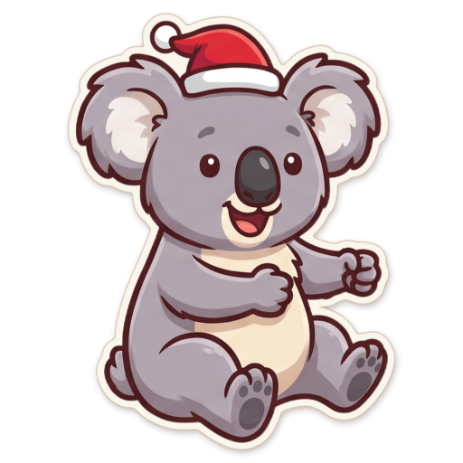 Sticker: Koala santa hat