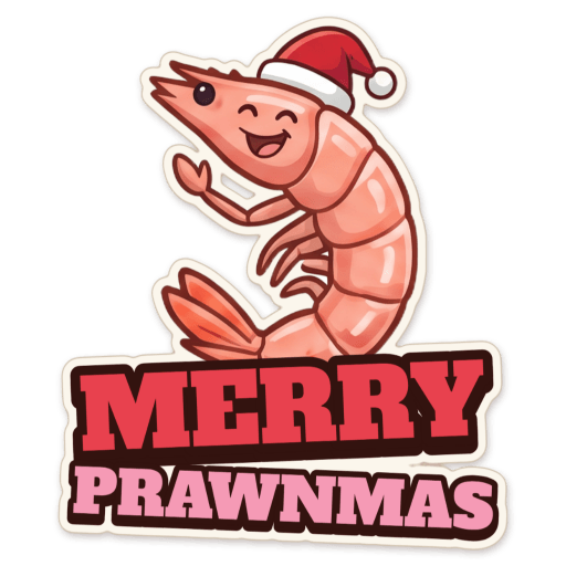 Sticker: Merry prawnmas