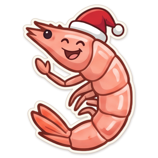 Sticker: Prawn santa hat