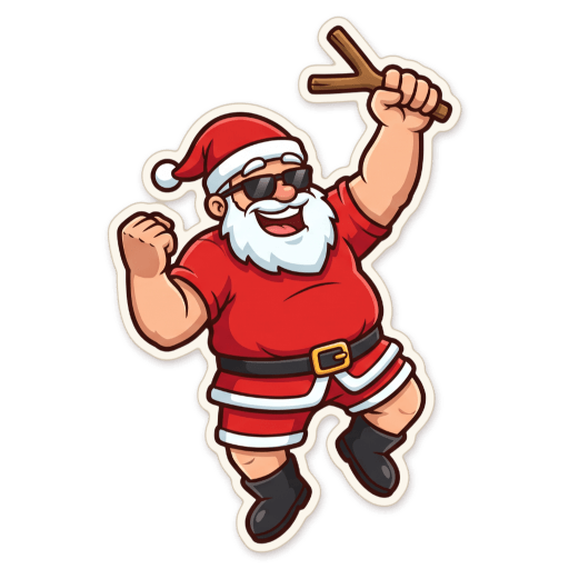 Sticker: Santa cheering