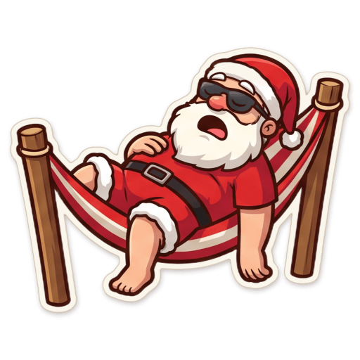 Sticker: Santa hammock food coma