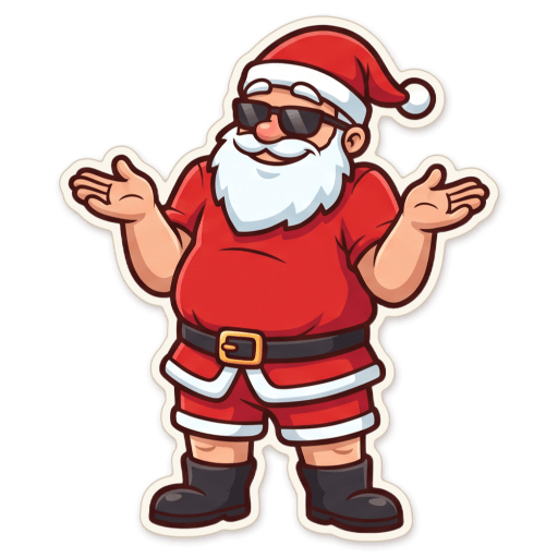 Sticker: Santa no worries shrug