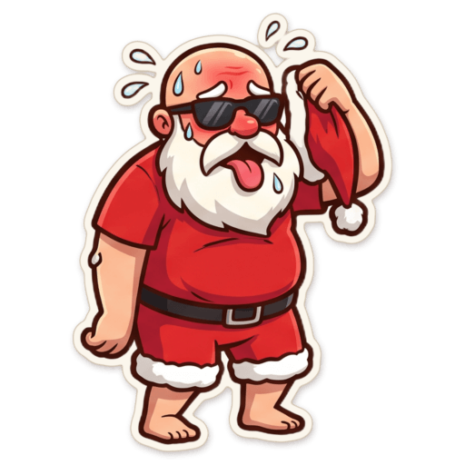 Sticker: Santa sweating hot