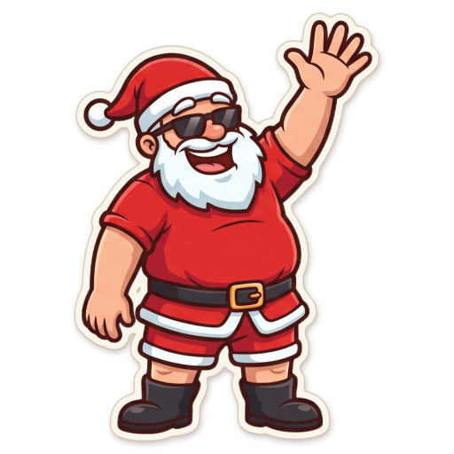 Sticker: Santa waving g'day