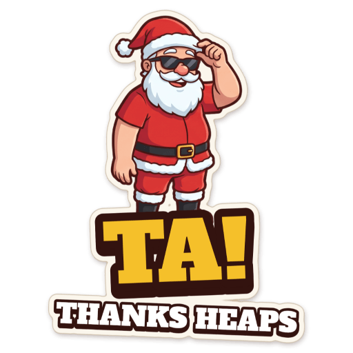 Sticker: Ta thanks heaps